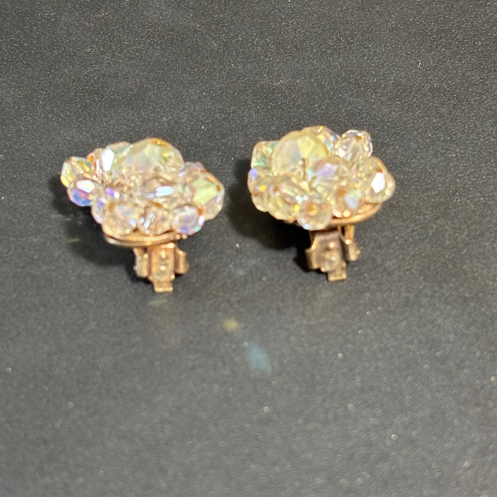ALICE CAVINESS Clear AB Crystal Climber Gold-Tone Vintage Clip Earrings ER1 - Picture 9 of 10